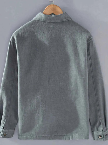 Men's Plus Size Button Up Long Sleeve Shacket