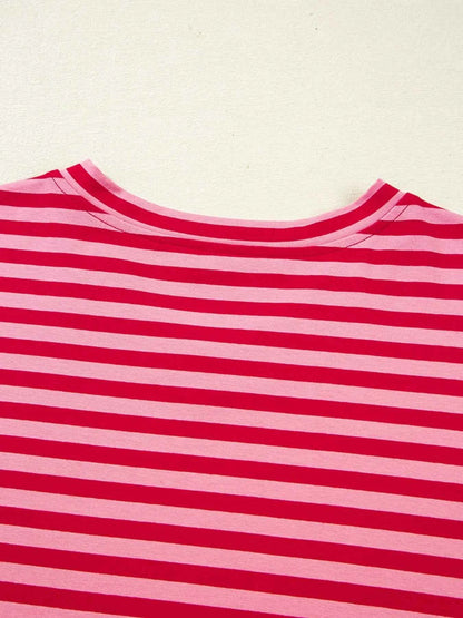 Contrast Striped Drop Shoulder V Neck Top