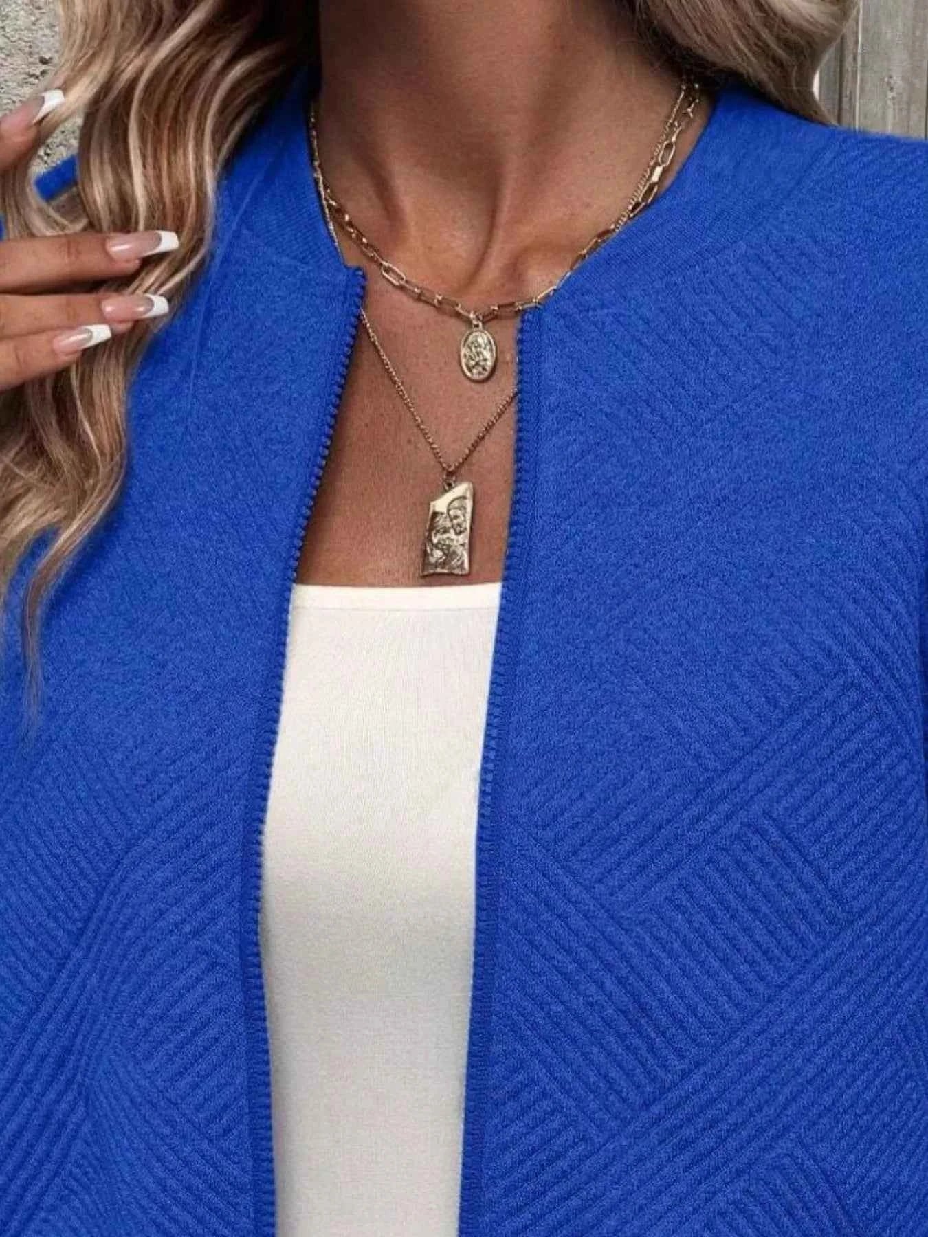 Full Size Zip Up Long Sleeve Textured Jacket Plus Size