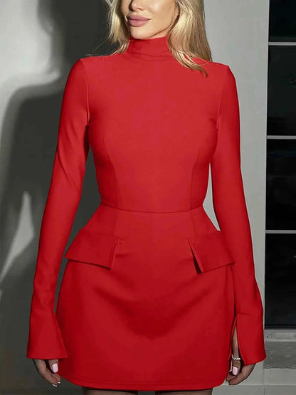 Long Sleeve Bodycon Mini Dress with Pockets