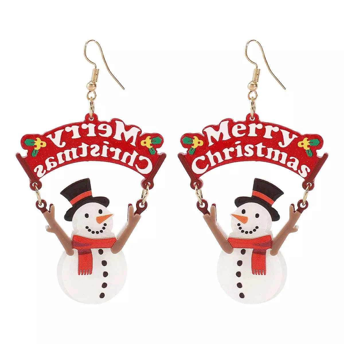 Christmas Snowman Dangle Earrings