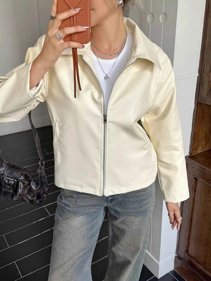 Zip Up Leather Jacket