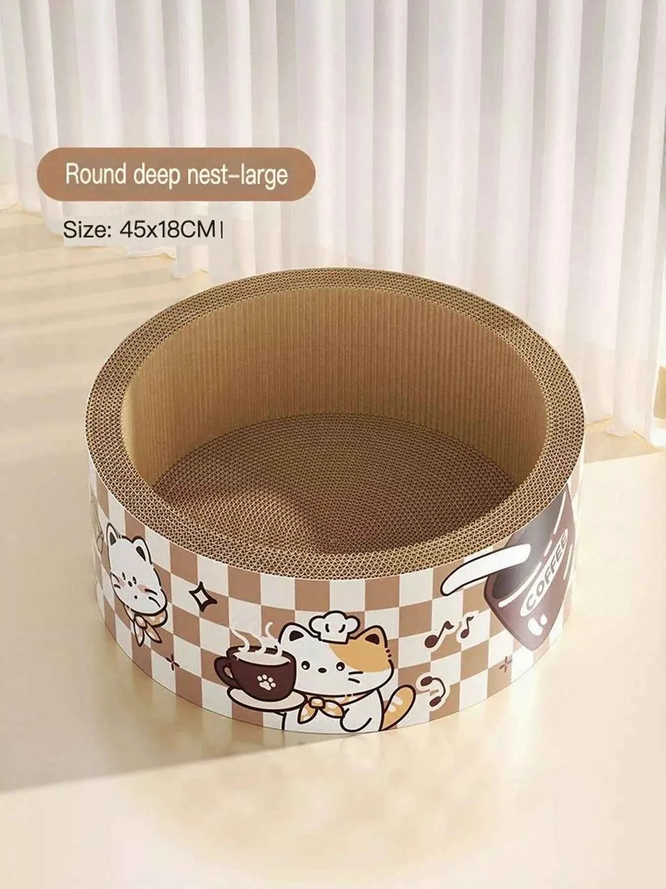 Wear-Resistant Cat Scratching Lounge Bed with Cartoon Design