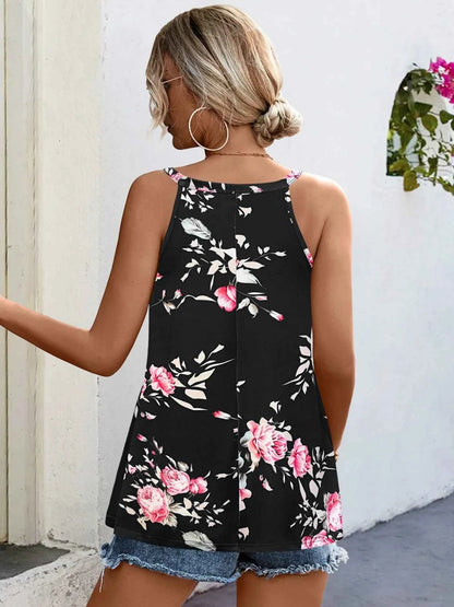 Floral Print Basic Style Tank Top
