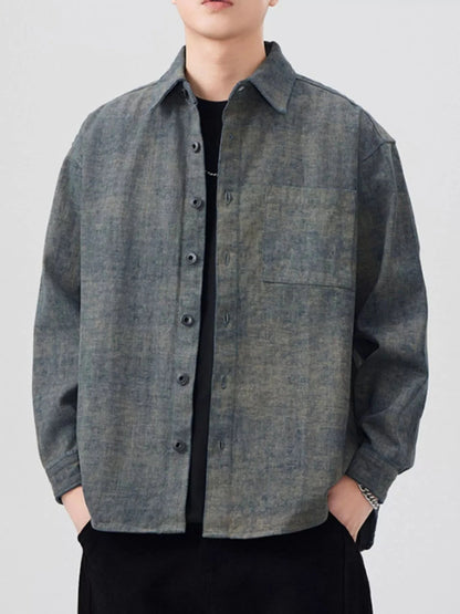Men's Plus Size Button Up Long Sleeve Shirt
