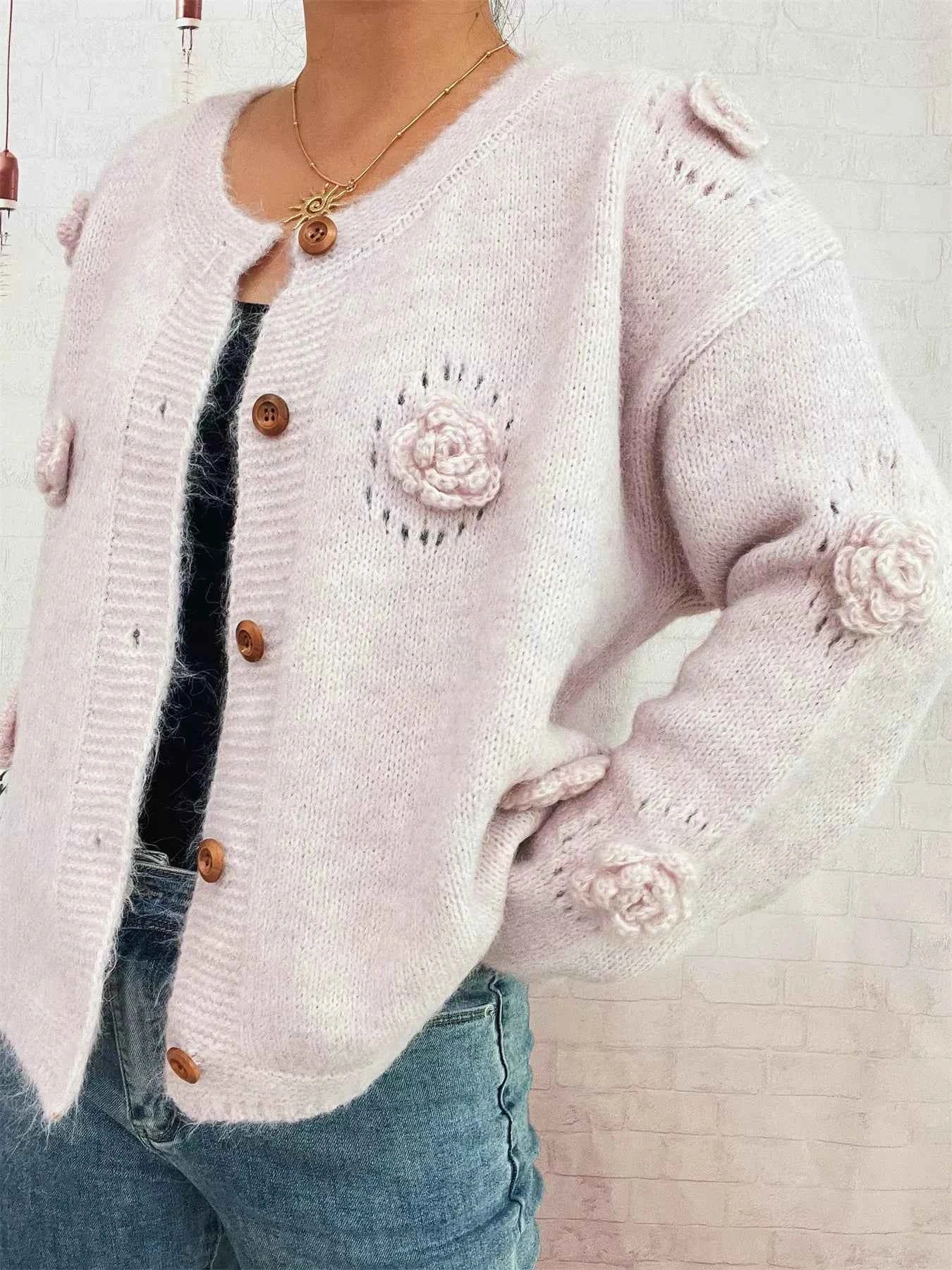 Flower Button-Up Cardigan