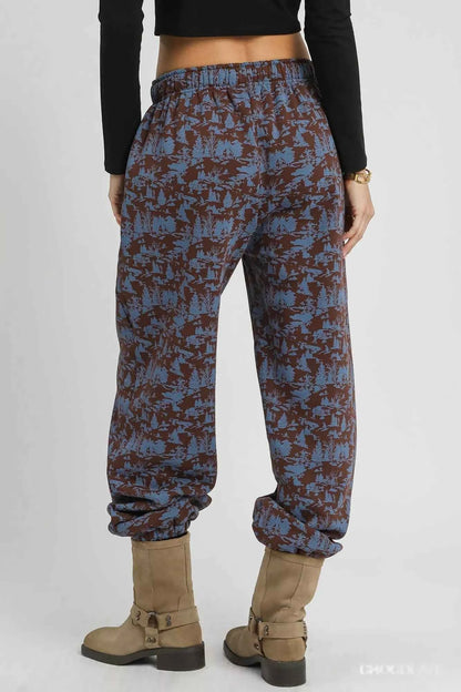 Umgee Scenic Print Casual Sweatpants