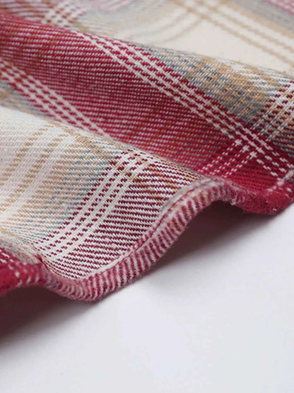 Men's Plaid Button Up Long Sleeve Jacket