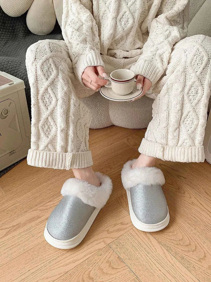 Faux Fur Lined Winter Slippers
