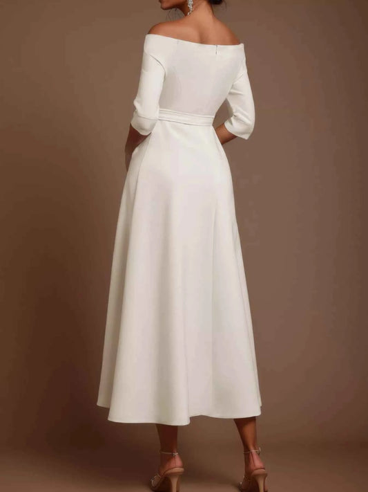 Elegant Off-Shoulder Belted Maxi Dress
