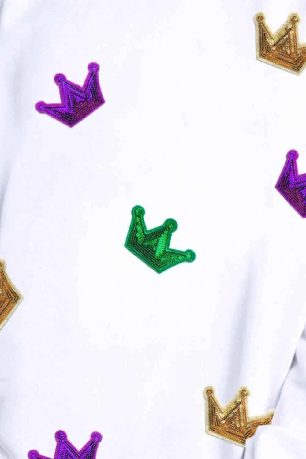 Crown Sequin Round Neck Sweatshirt