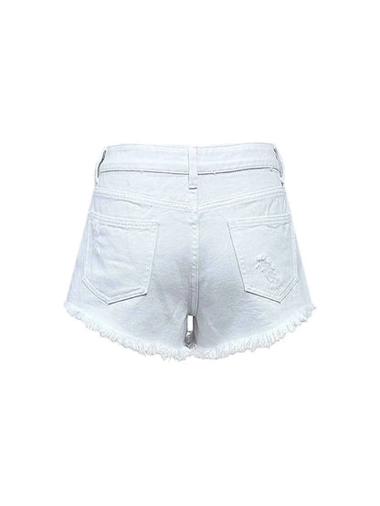 Raw Hem High Waist Denim Shorts