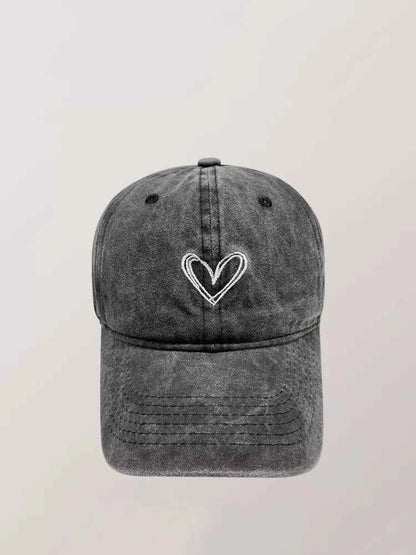 Washed Heart Embroidered Baseball Cap