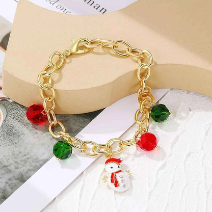 Christmas Santa Snowman Bracelet with Colorful Crystal