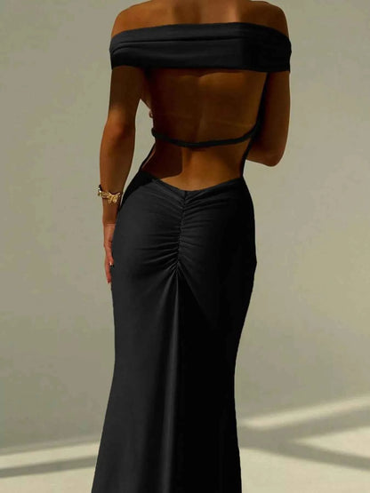 Backless Off-Shoulder Bodycon Mermaid Maxi Dress
