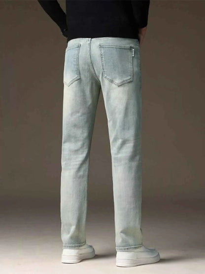 Men's Wash Straight Fit Casual Jeans