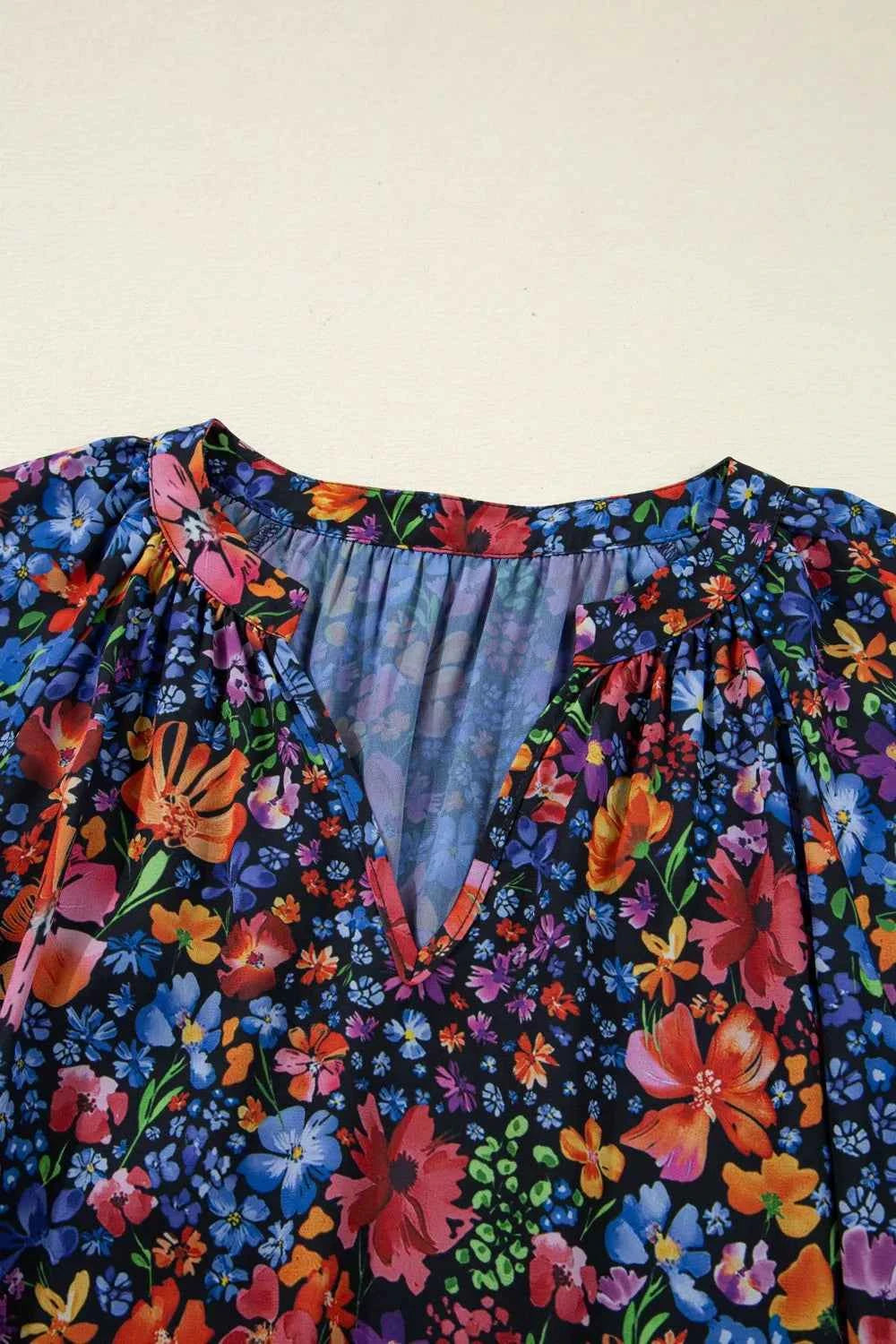Floral Print Flounce Sleeve Dress