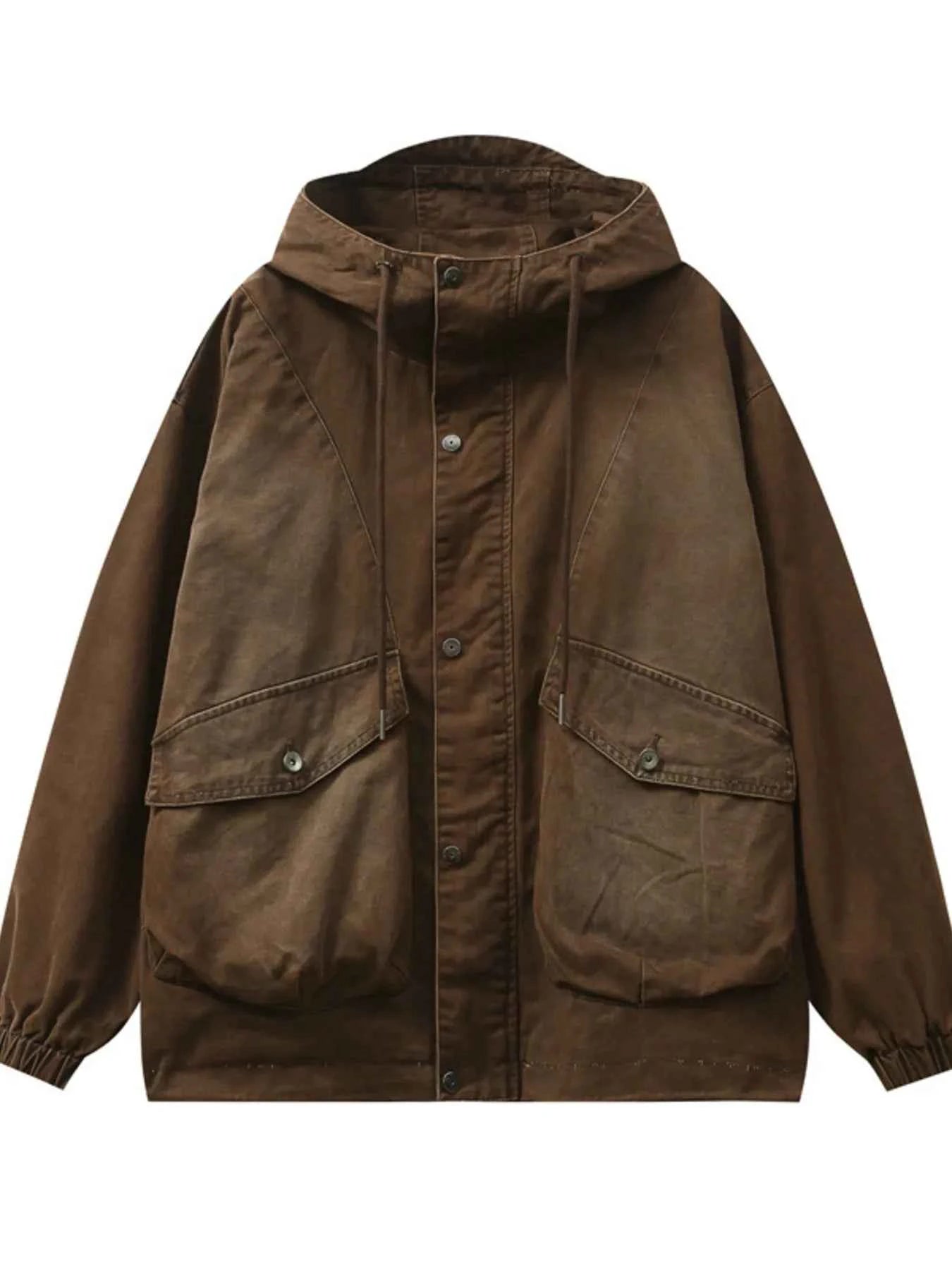 Men's Plus Size Drawstring Long Sleeve Jacket
