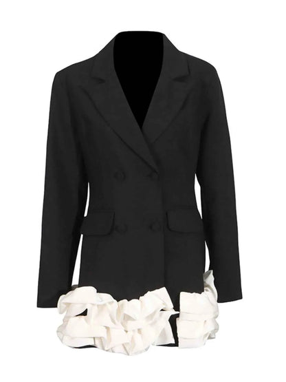 Ruffle Hem Double-Breasted Blazer Dress