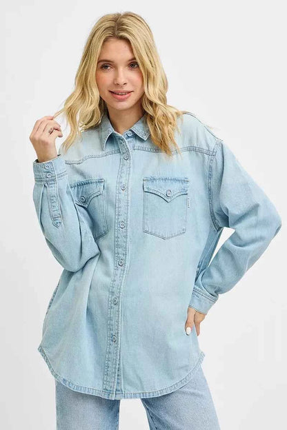 RISEN Western Yoke Style Relaxed Fit Denim Shirts