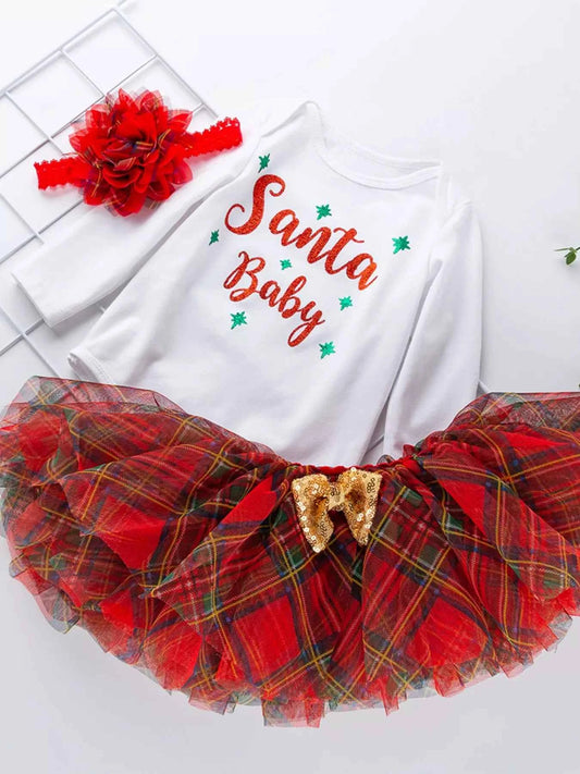 Children's Christmas Santa Baby Outfit Set with Headband