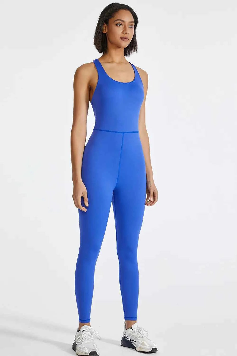 Crisscross Back Wide Strap Active Jumpsuit