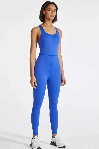 Crisscross Back Wide Strap Active Jumpsuit