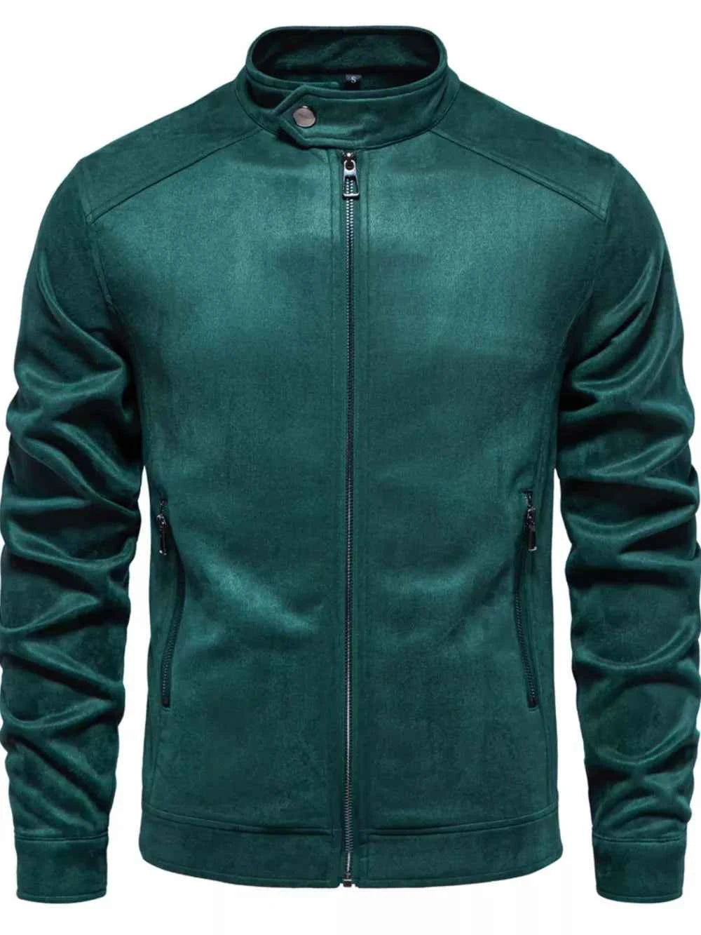 Men's Zip Up Long Sleeve Biker Jacket