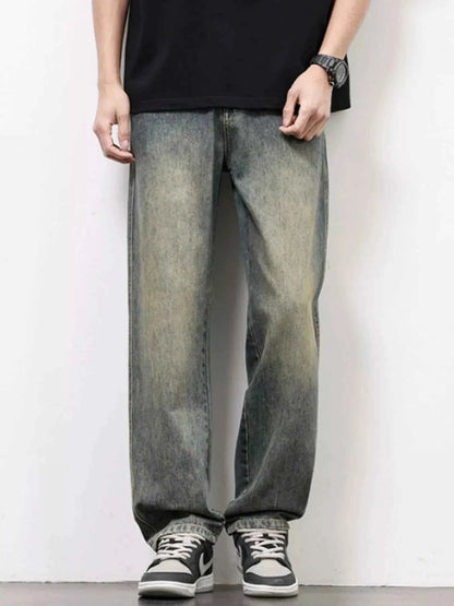 Men's Washed Wide Leg Relaxed Fit Jeans
