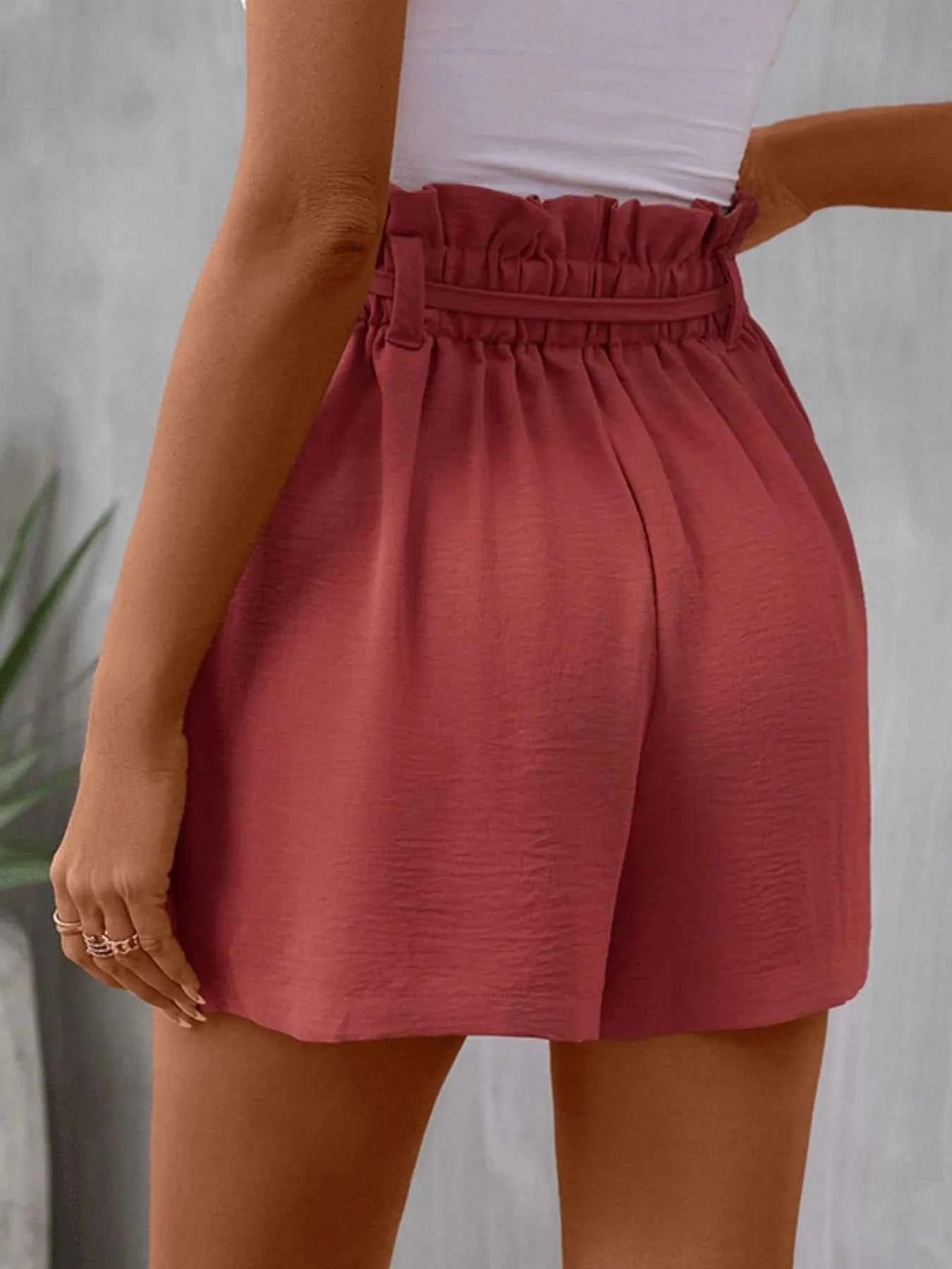 Tied Solid Color Shorts