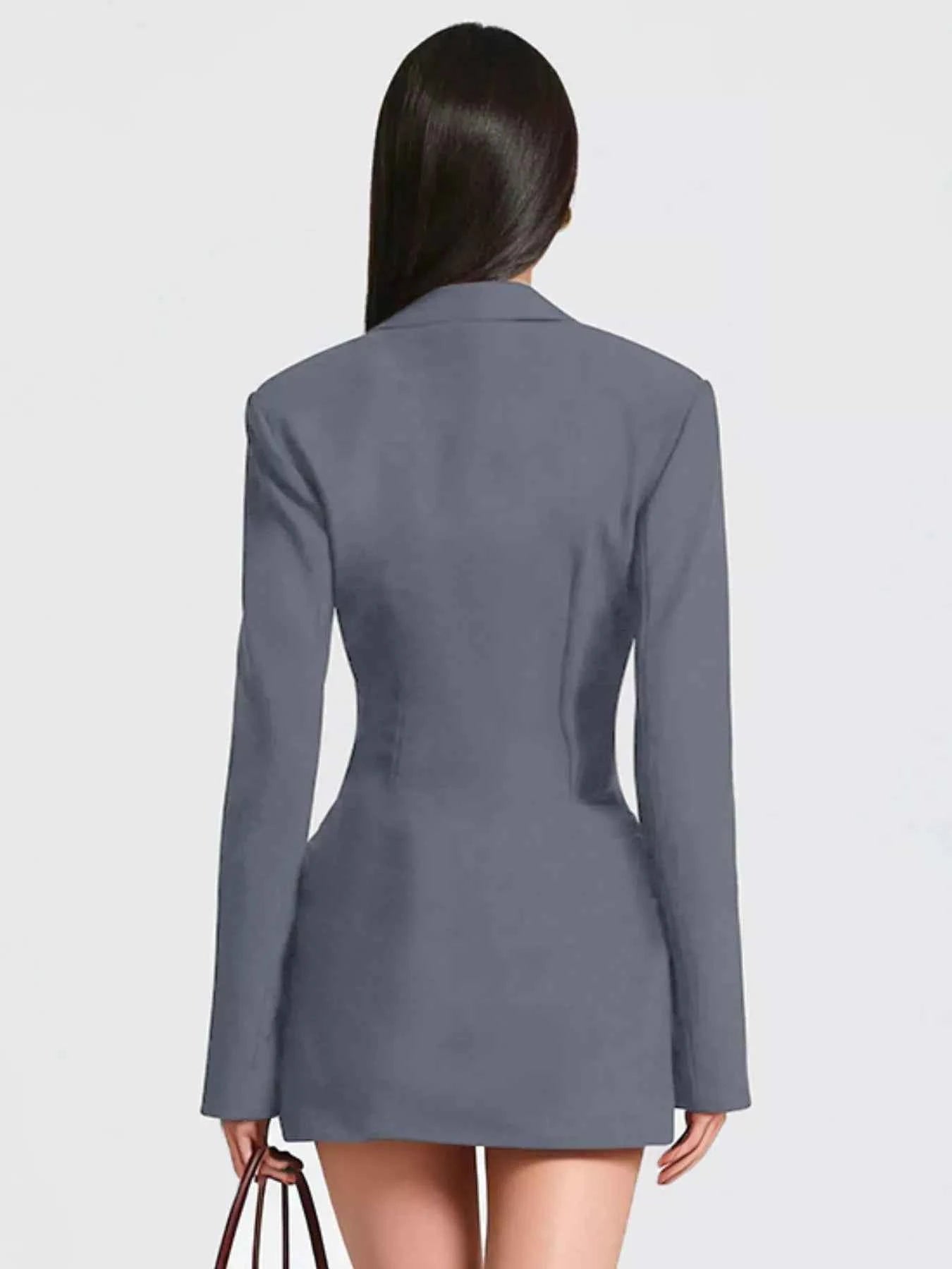 Full Size Blazer-Style Long Sleeve Mini Dress Plus Size