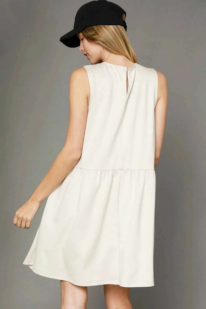 Umgee Round Neck Sleeveless Tank Dress with Pockets