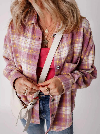 Casual Plaid Button-Down Shacket