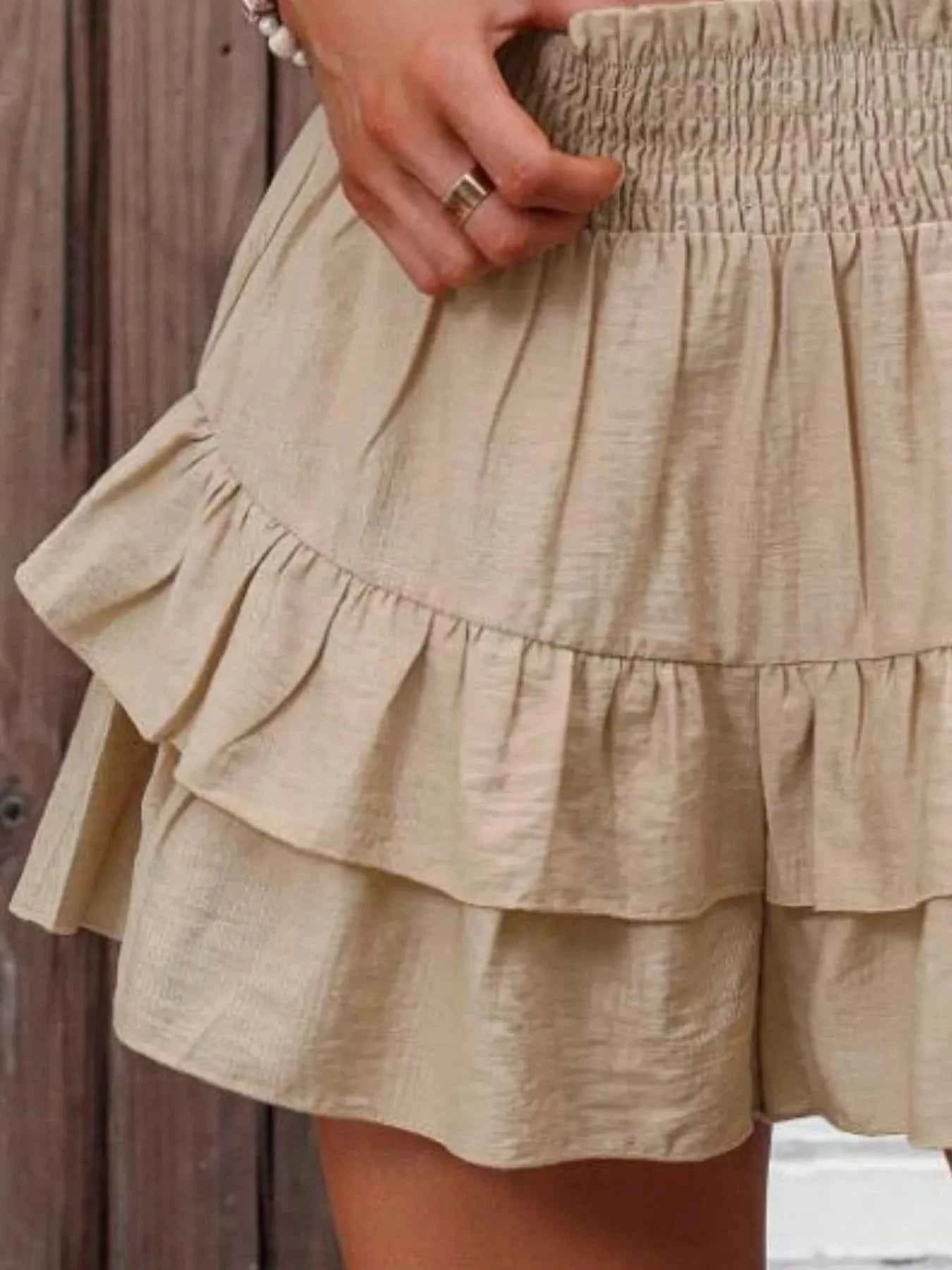 Ruffle Layered High Waist Casual Skort