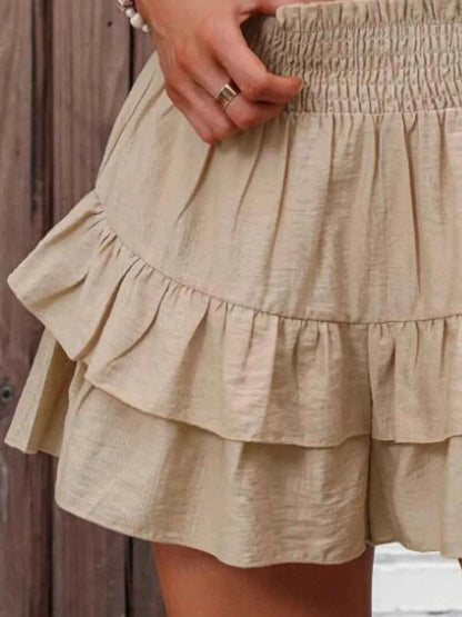 Ruffle Layered High Waist Casual Skort