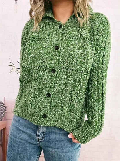 Openwork Cable Knit Button-Up Cardigan