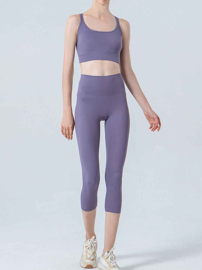 Wide Waistband Cropped Sports Leggings