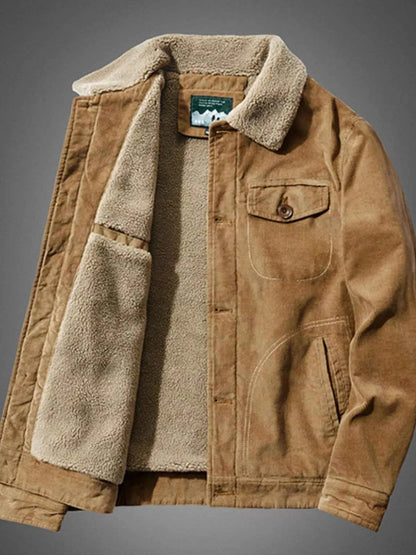Men's Plus Size Sherpa Corduroy Button Up Jacket