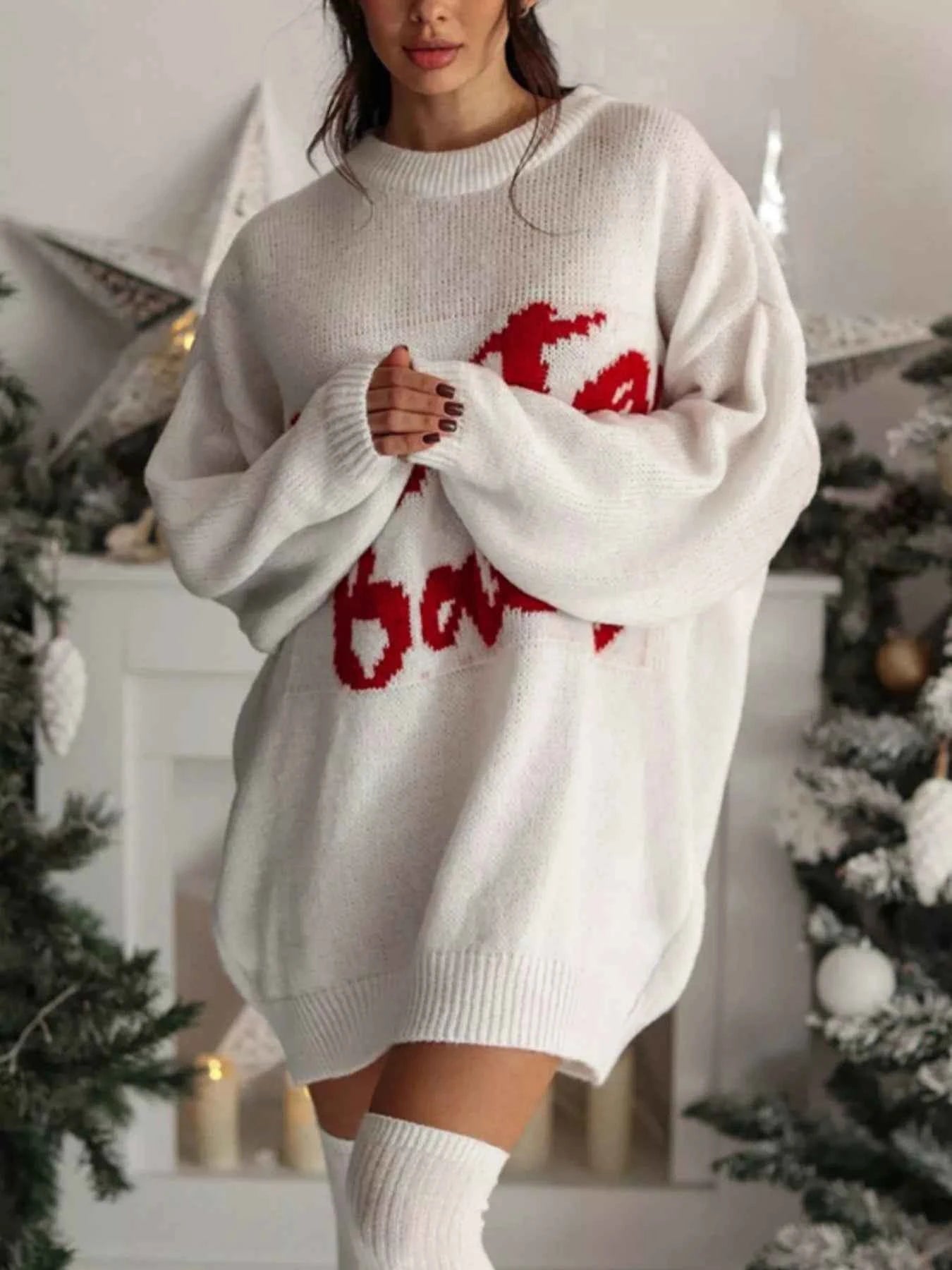 Christmas Letter Oversized Sweater Dress