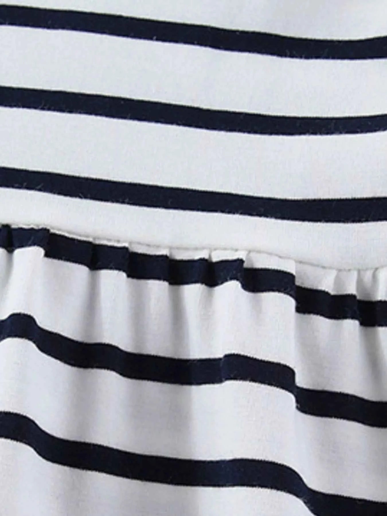 Children's Cute Appliques Striped Round Neck Dress