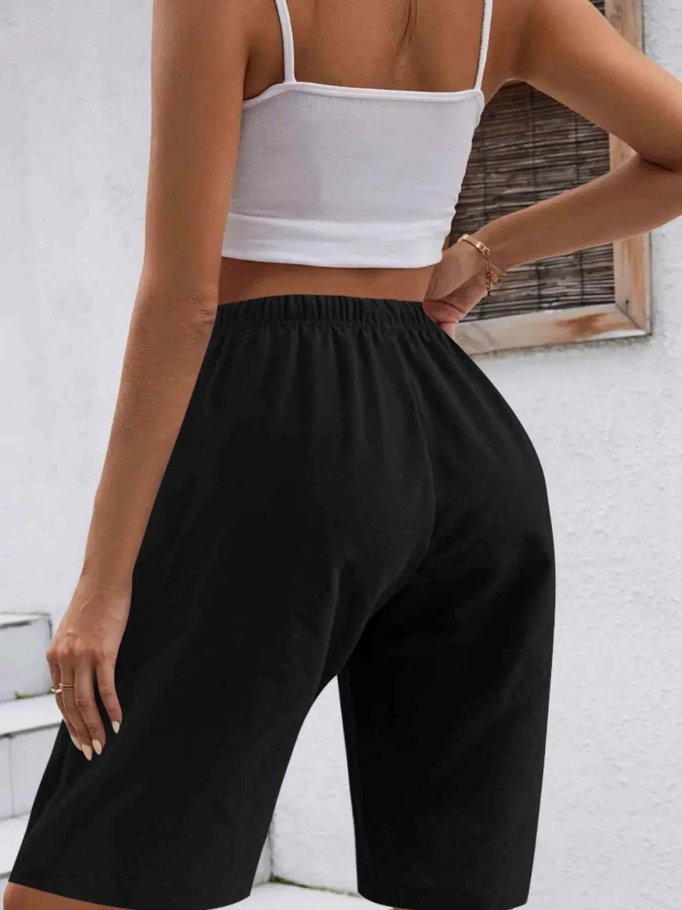 Casual Drawstring Wide Leg Shorts