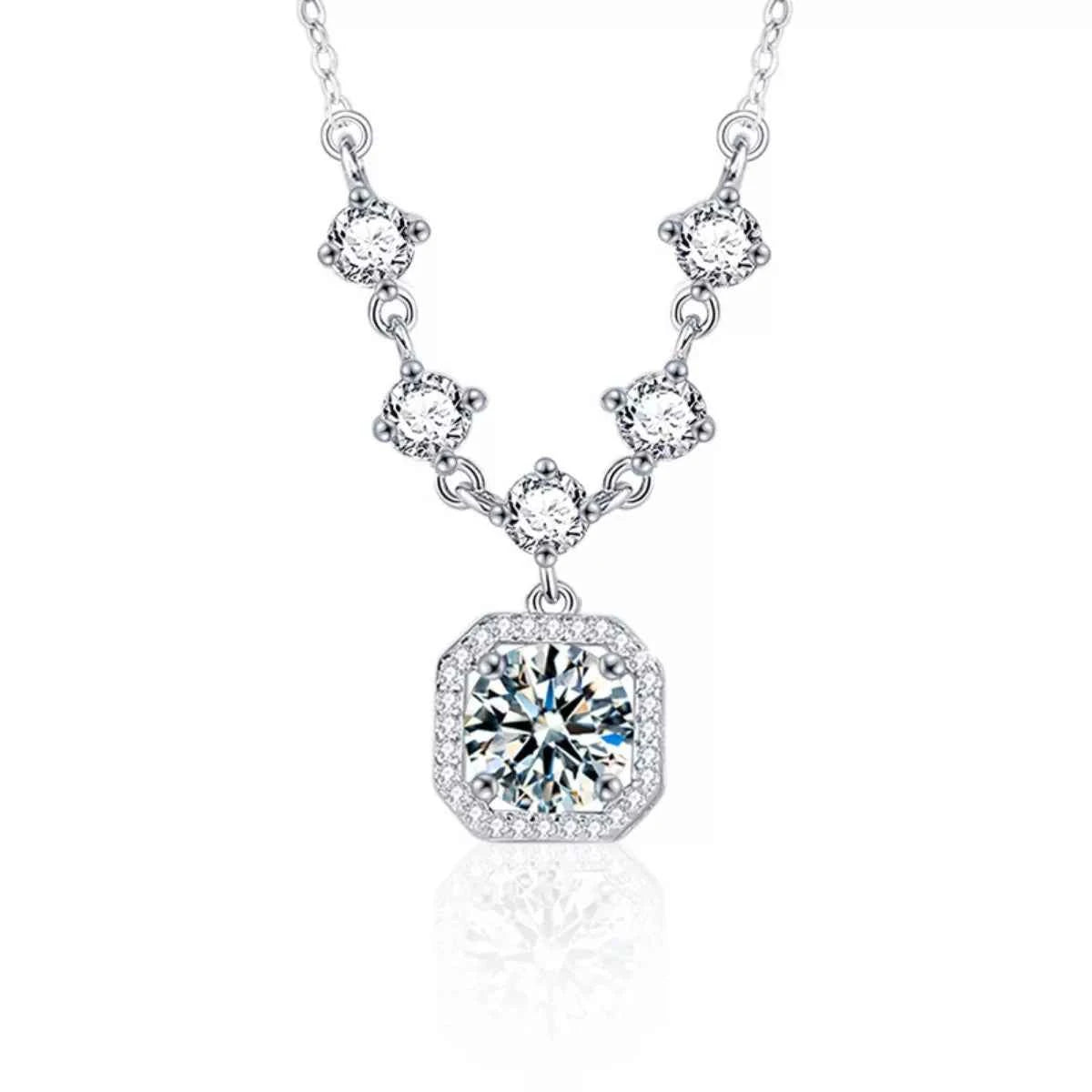 2 Carat Moissanite 925 Sterling Silver Pendant Necklace