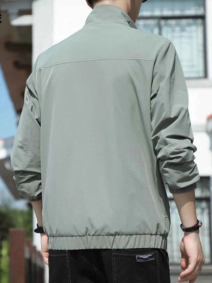 Men's Plus Size Zip Up Long Sleeve Jacket