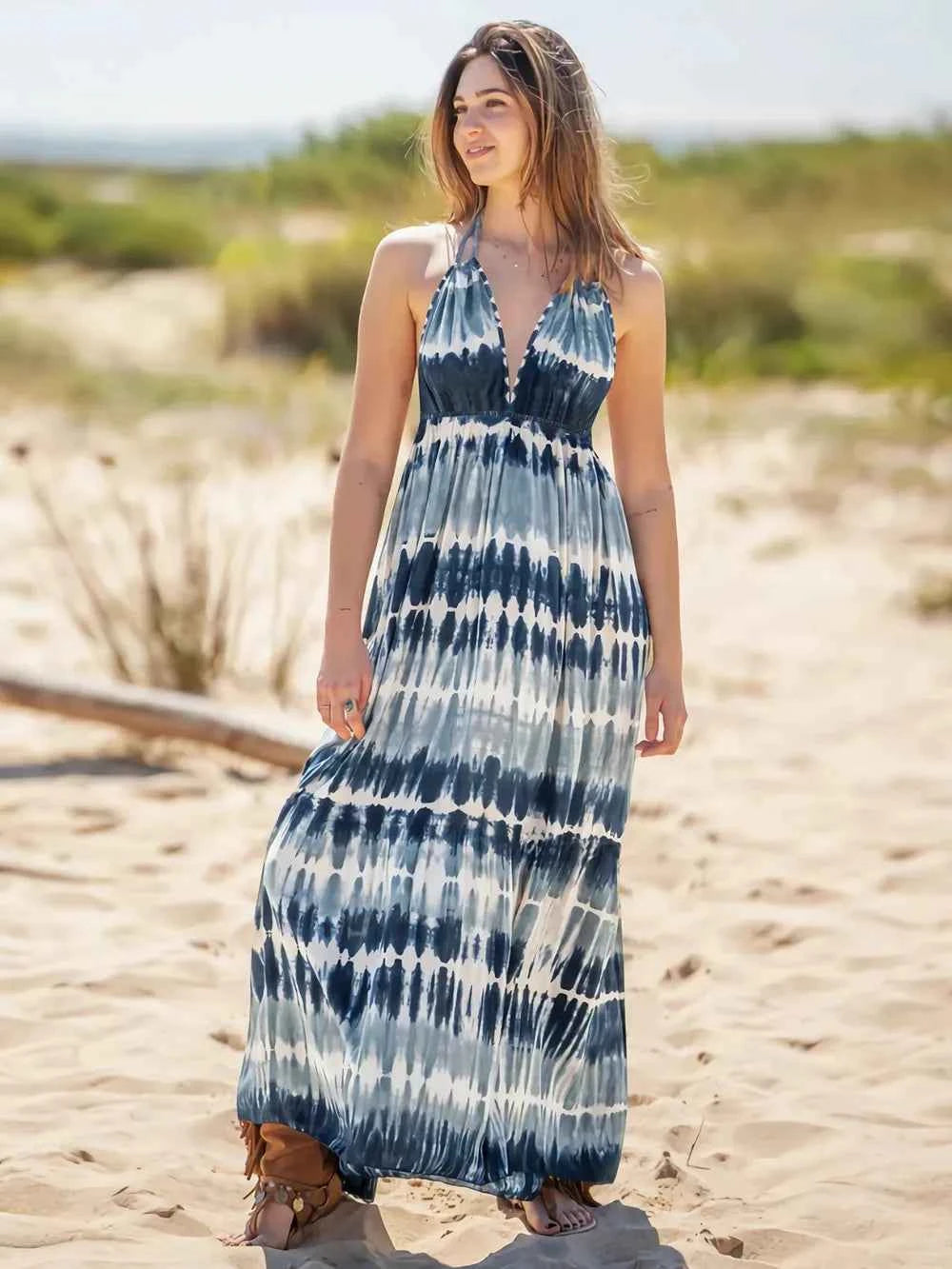 Tie-Dye Halter Neck Dress