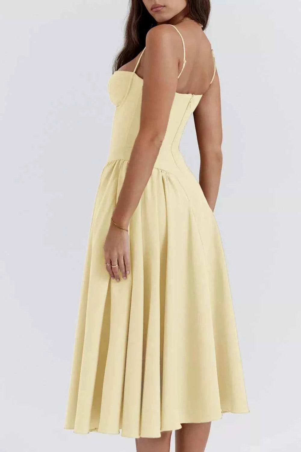 Sweetheart Neck Ruched Midi Dress