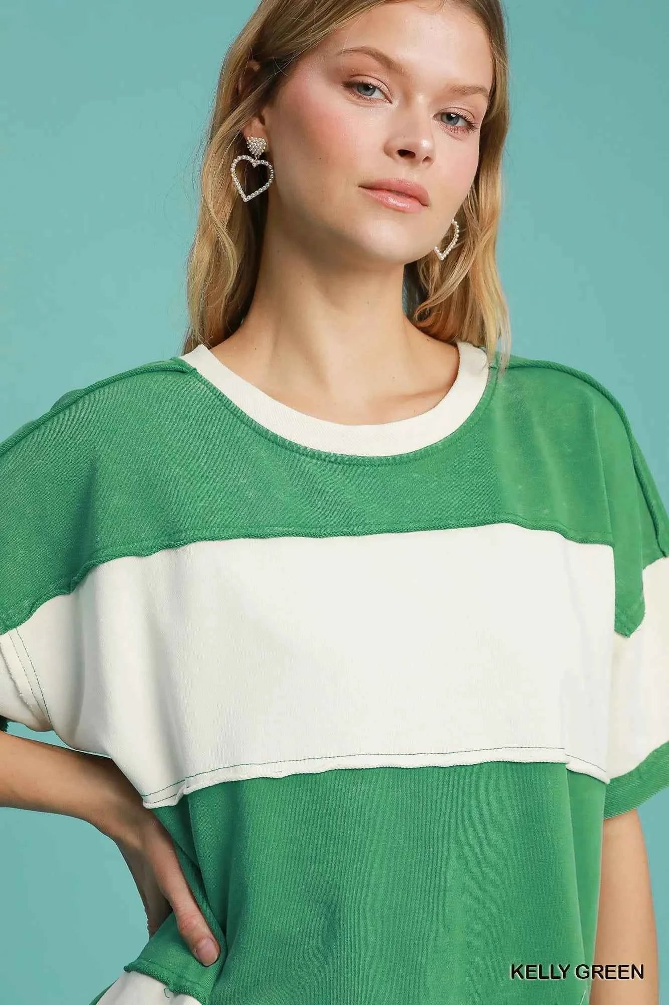 Umgee Mineral Wash ColorBlock Tunic Dress