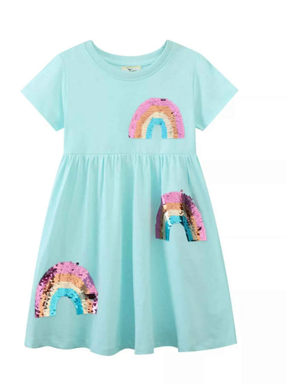 Children's Sequin Rainbow Casual Dress