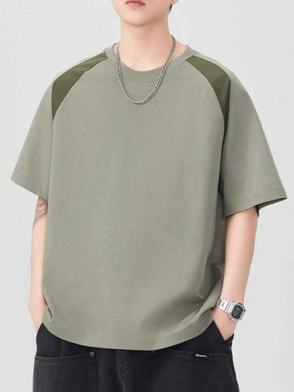 Men's Plus Size Contrast Round Neck Short Sleeve T-Shirt
