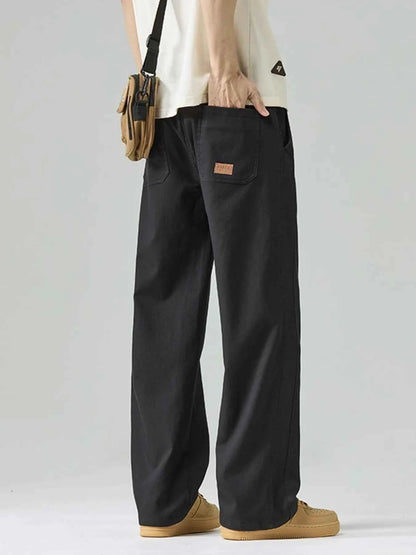 Men's Plus Size Casual Drawstring Wide Leg Pants