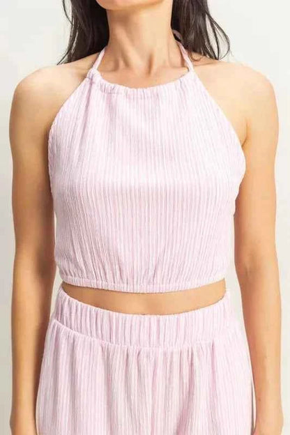 HYFVE Striped Halter Neck Top and Pants Set